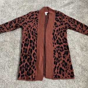 Isaac Mizrahi Live! Open Front Leopard Print Cardigan SIZE M